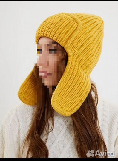 Шапка ушанка женская вязаная