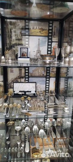 Серебрянные предметы : ложки, вилки, ножи, солонки