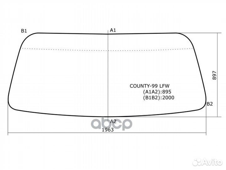 Стекло лобовое в резинку hyundai county 98-08 C