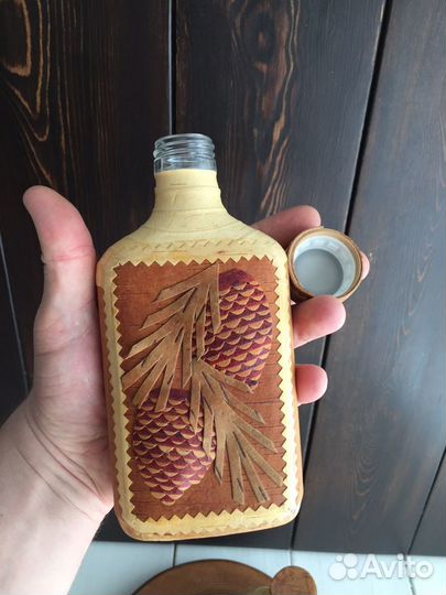 Фляга стекло и береста