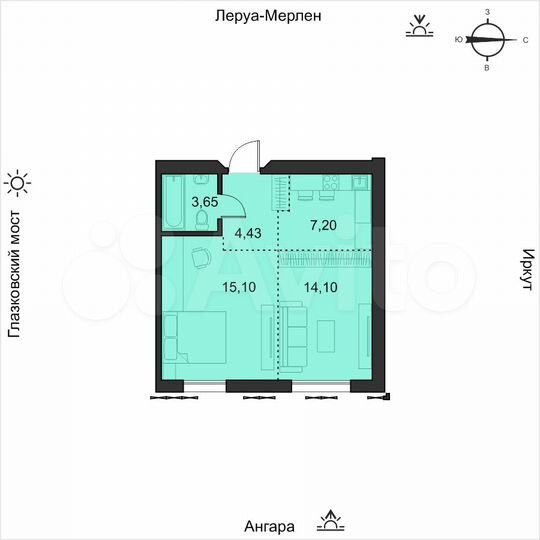 1-к. квартира, 44,9 м², 13/19 эт.