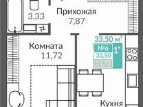 1-к. квартира, 33,5 м², 1/10 эт.