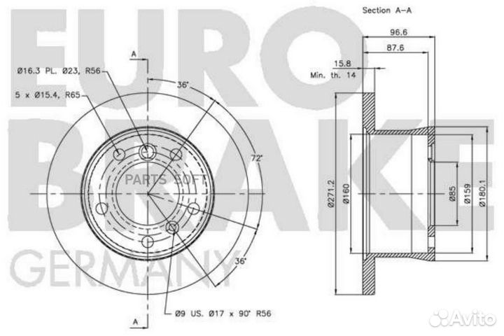 Eurobrake 5815203396 Диск тормозной задн. 272x16 5