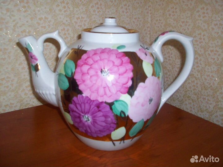 Чайник 4 литра Дулёво Георгины роспись СССР