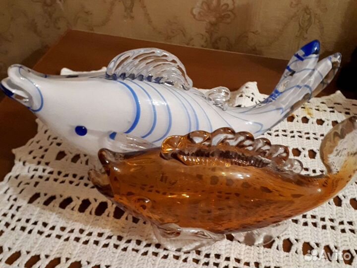 Винтажная рыбка из цветного стекла