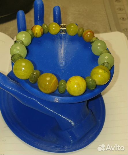 Браслет из крупных камней Оникса и нефрита