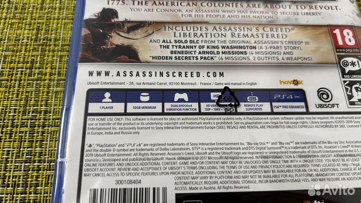 Assassins creed 3 remastered ps4 Новый диск