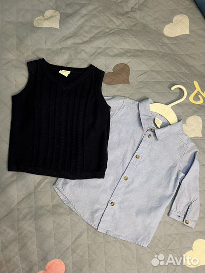 Рубашка с жилеткой на мальчика h&m 6-9 мес (74см)