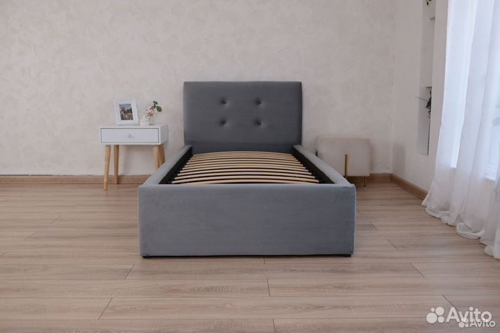 Кровать с матрасом 90х200 Роза велюр