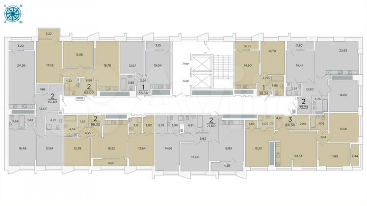 2-к. квартира, 81,5 м², 6/19 эт.