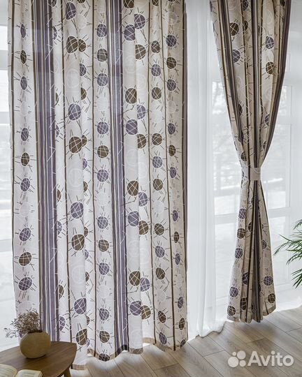Комплект Шторы + тюль пинар 480x270 вуаль 300x270