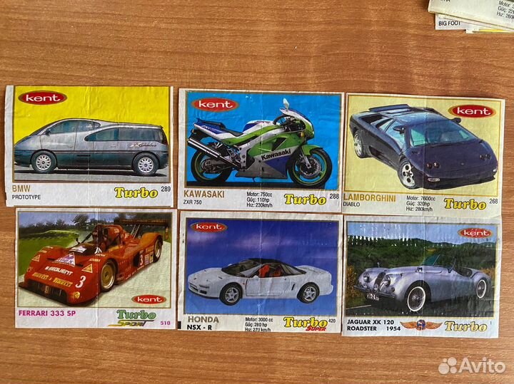 Вкладыши от жвачки turbo турбо