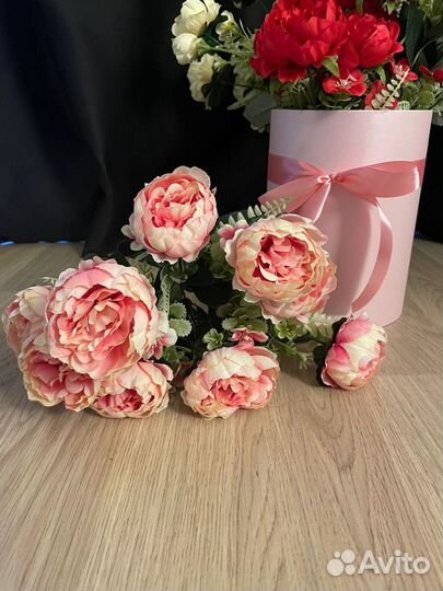 Букет цветы искусственные розы пионы сакура