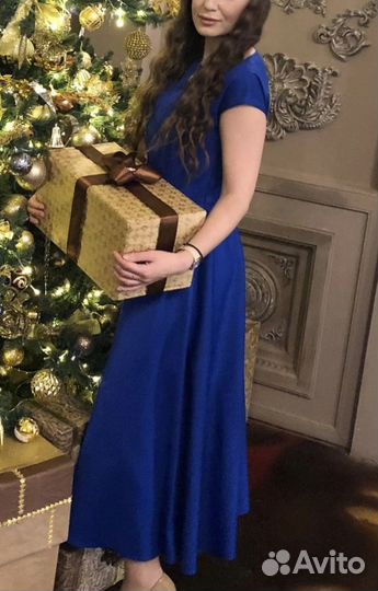 Платье синие длинное 42-44