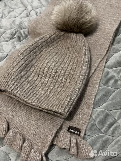 Шапка и шарф кашемир