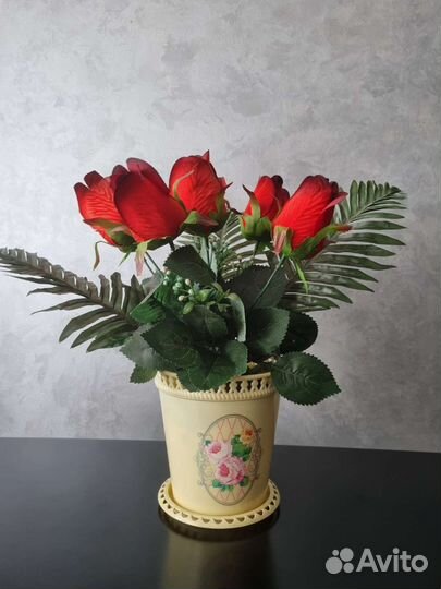 Искусственные цветы в горшках бу