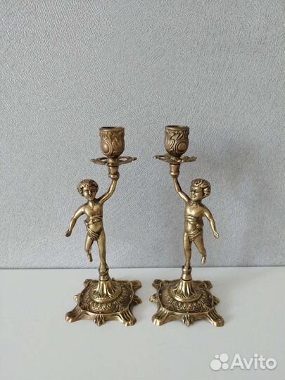 Старинный подсвечник,канделябр с ониксом