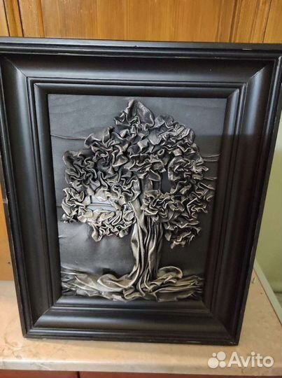 Картина из кожи бу