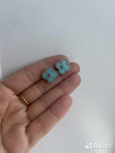 Серьги Van cleef серый перламутр