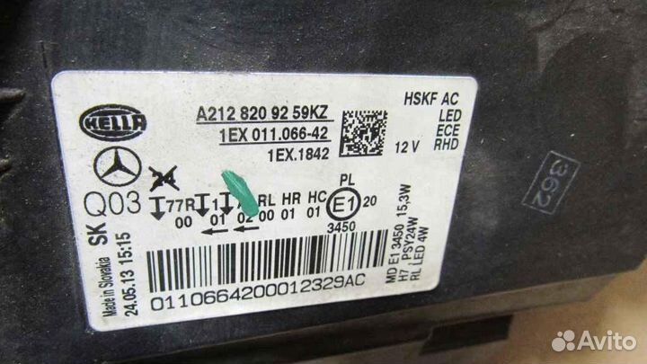 Фара правая, Mercedes E-Класс W212/S212/C207/A207 2015