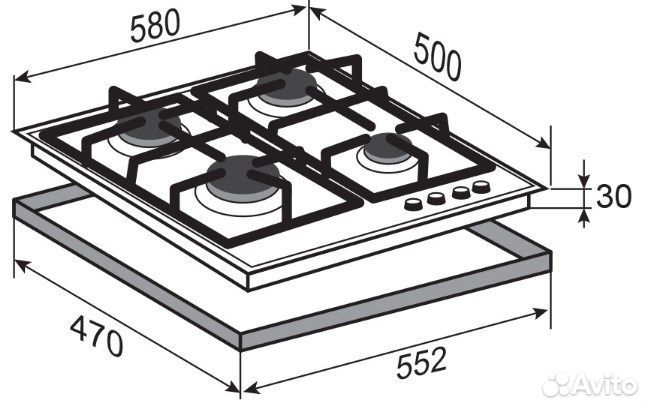 Газовая варочная панель Zigmund Shtain G 12.6 X Новая