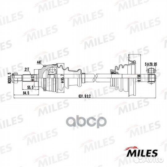 Привод в сборе левый renault clio II/kangoo