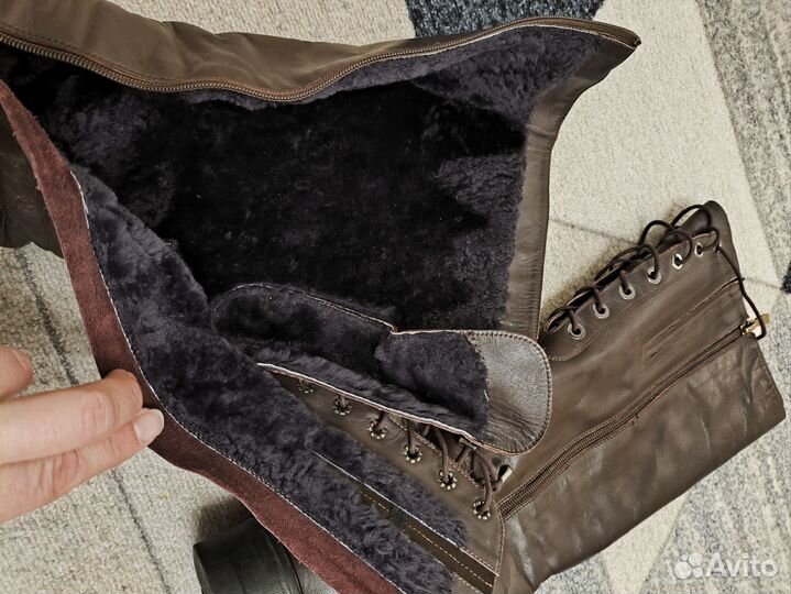 Сапоги женские 38 (нат кожа, нат мех) б/у