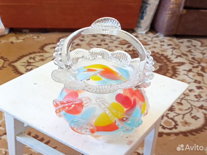 Ваза Конфетница цветное стекло