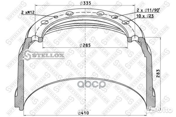 85-00111-SX барабан тормозной 410x213/285 H28