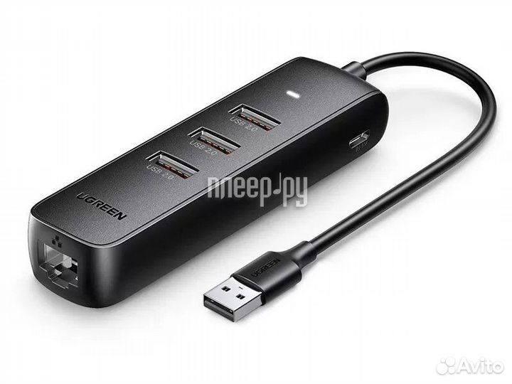 Хаб Ugreen CM416 USB 2.0 to 3xUSB 2.0RJ45 Blac