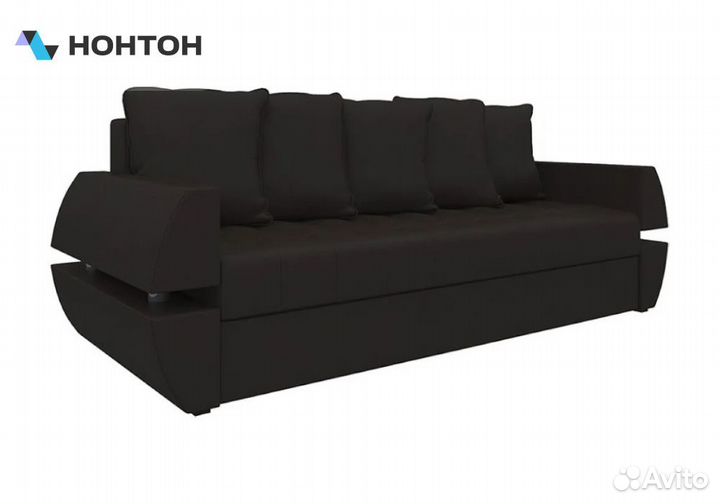 Диван еврокнижка Вавилон экокожа черный