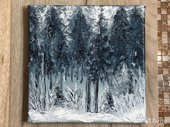 Картина «Зимний лес» на подрамнике