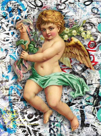 Большая Картина маслом амур Интерьерная