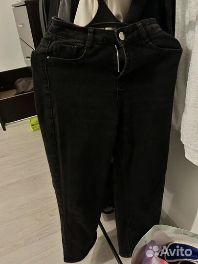 Джинсы широкие черные женские прямые