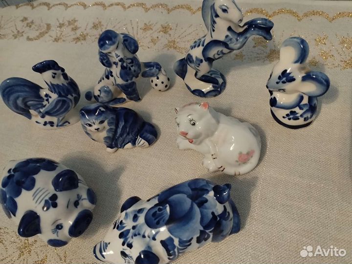 Фигурки животных Гжель