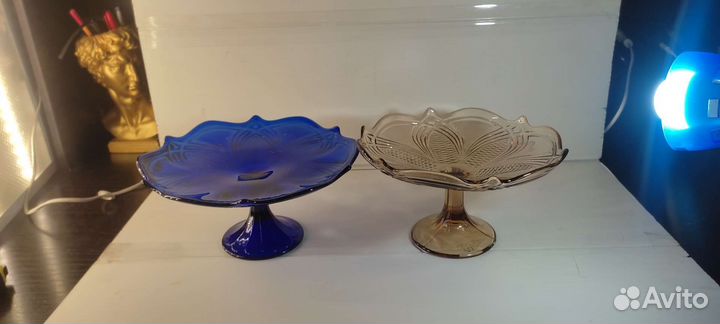 Ваза-фруктовница из цветного стекла. СССР