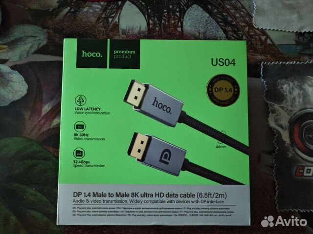 Кабель hoco DisplayPort 1.4, 8K ultra HD, 2м