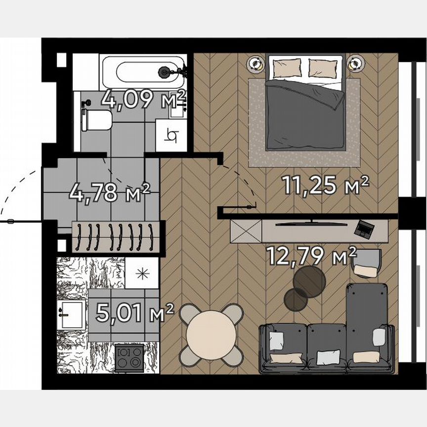 2-к. квартира, 37,9 м², 12/20 эт.
