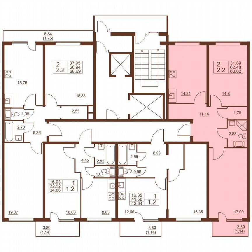 2-к. квартира, 63,6 м², 11/11 эт.