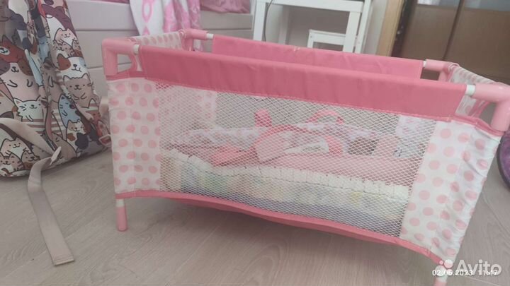 Кукла пупс ELC, кроватка, переноска и ещё