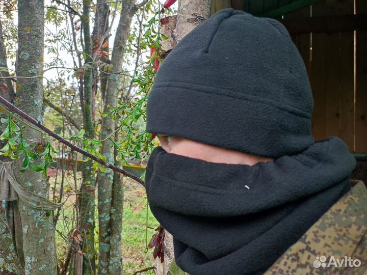 Флисовая Мужская шапка + шарф баф