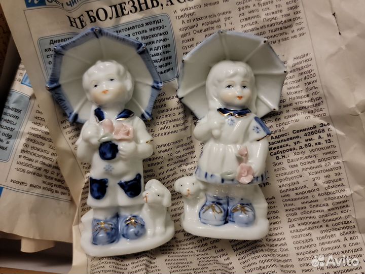 Фарфор антиквариат мальчик и девочка