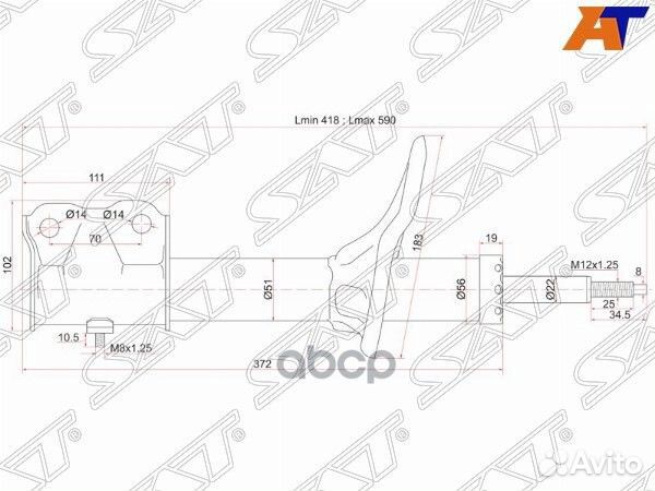 Стойка передняя mitsubishi airtrek/outlander