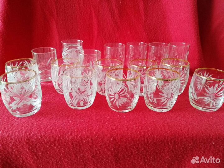 Стопки советские из тонкого стекла с рисунком