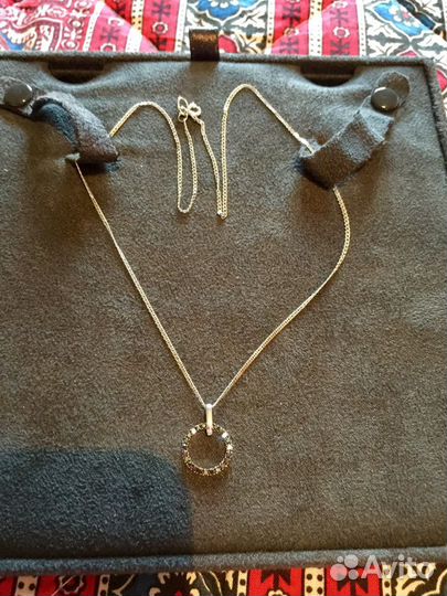 Цепочка с кулоном из чёрных бриллиантов золото 585