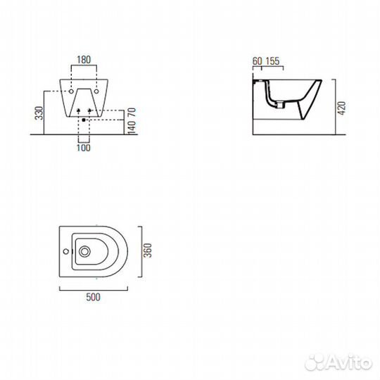 Биде GSI Kube X 9464111 подвесное Белое