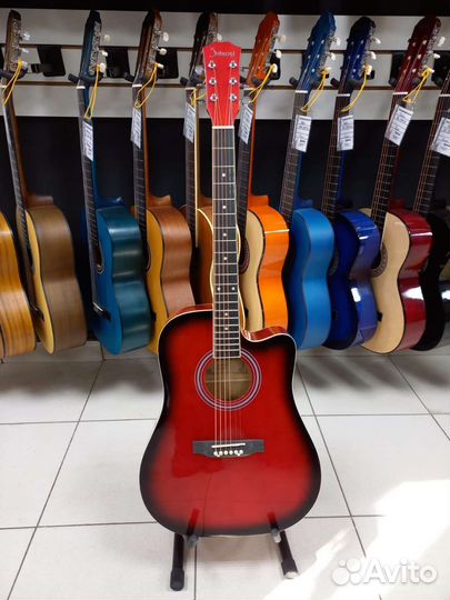 Акустическая гитара Красная 41' Shinobi Новая