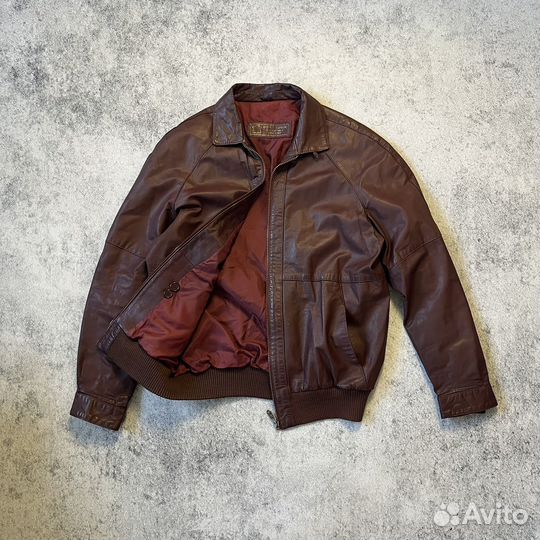 Vintage Leather Bomber Jacket Pilot 90s