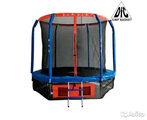 Батут DFC jump basket 6ft с сеткой, лестницей 183с