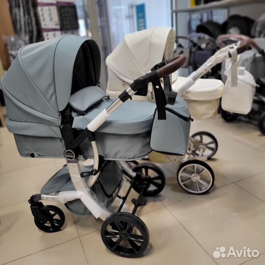 Коляска 3 в 1 экокожа с тёплым конвертом